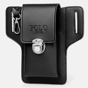 New Leather mobile phone cellphone belt bag. Black